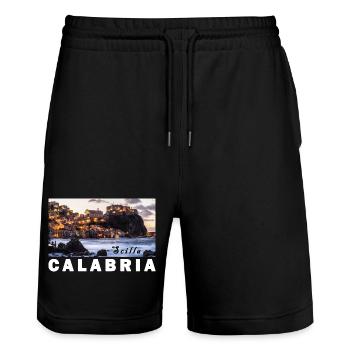 Scilla - Stanley/Stella Trainer Unisex Organic Jogging Shorts - black - Front - Nik (191cm) & Marisol (170cm)
