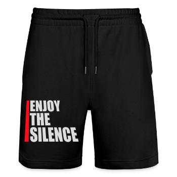 Enjoy The Silence Saying Calm Silence Introvert - Stanley/Stella Trainer Unisex Organic Jogging Shorts - black - Front - Nik (191cm) & Marisol (170cm)
