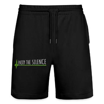 Enjoy The Silence Saying Calm Silence Introvert - Stanley/Stella Trainer Unisex Organic Jogging Shorts - black - Front - Nik (191cm) & Marisol (170cm)