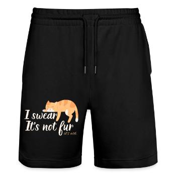 It's not fur, it's art – a funny red cat - Stanley/Stella Trainer Unisex Organic Jogging Shorts - black - Front - Nik (191cm) & Marisol (170cm)