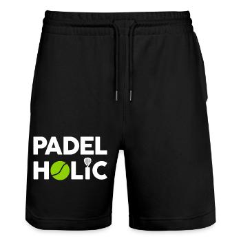 Padel amusant - PadelHolic - Short de jogging bio TRAINER Stanley/Stella unisexe - noir - Devant - Nik (191cm) & Marisol (170cm)