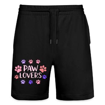 Pastel Animal Paw Lover - Stanley/Stella Trainer Unisex Organic Jogging Shorts - black - Front - Nik (191cm) & Marisol (170cm)