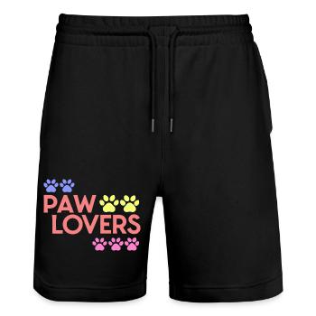 Rainbow Paw Liebhaber - Stanley/Stella Unisex Bio Joggingshorts Trainer  - Schwarz - Vorne - Nik (191cm) & Marisol (170cm)