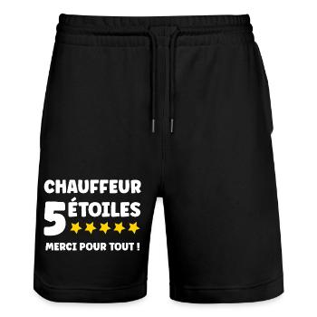 Chauffeur 5 Etoiles Merci Pour Tout - Short de jogging bio TRAINER Stanley/Stella unisexe - noir - Devant - Nik (191cm) & Marisol (170cm)