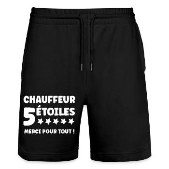 Chauffeur 5 Étoiles Merci Pour Tout - Short de jogging bio TRAINER Stanley/Stella unisexe - noir - Devant - Nik (191cm) & Marisol (170cm)