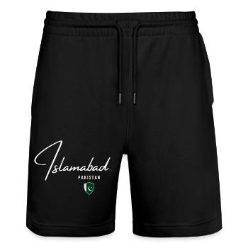 Islamabad Pakistan, Pakistani pride - Stanley/Stella Trainer Unisex Organic Jogging Shorts - black - Front - Nik (191cm) & Marisol (170cm)