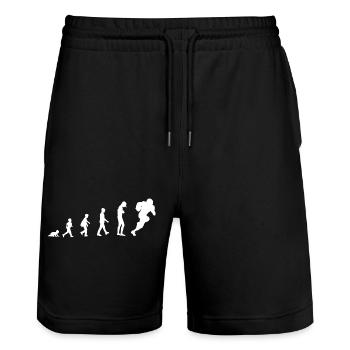 Evolution vom Baby zum American Football Spieler - Stanley/Stella Unisex Bio Joggingshorts Trainer  - Schwarz - Vorne - Nik (191cm) & Marisol (170cm)