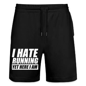 I hate running funny running jogging runner - Stanley/Stella Trainer Unisex Organic Jogging Shorts - black - Front - Nik (191cm) & Marisol (170cm)