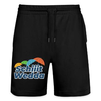 Farbige Regenschirme Comic Stil (Scheiß Wetter) - Stanley/Stella Unisex Bio Joggingshorts Trainer  - Schwarz - Vorne - Nik (191cm) & Marisol (170cm)