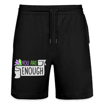 Vous êtes assez d’amour de soi Citation de motivation - Short de jogging bio TRAINER Stanley/Stella unisexe - noir - Devant - Nik (191cm) & Marisol (170cm)