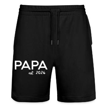 Dad 2026 Dad since 2026 Retro Dad 2026 - Stanley/Stella Trainer Unisex Organic Jogging Shorts - black - Front - Nik (191cm) & Marisol (170cm)
