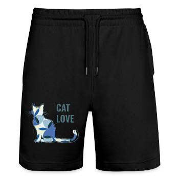 Katzenliebe - Amour des chats - Short de jogging bio TRAINER Stanley/Stella unisexe - noir - Devant - Nik (191cm) & Marisol (170cm)