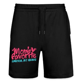 Bruder Schwester Mom's favorite - Stanley/Stella Unisex Bio Joggingshorts Trainer  - Schwarz - Vorne - Nik (191cm) & Marisol (170cm)