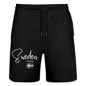 Fabriqué en Suède, racines suédoises - Short de jogging bio TRAINER Stanley/Stella unisexe - noir - Devant - Nik (191cm) & Marisol (170cm)