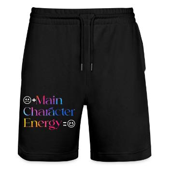 Main Character Energy smilie - Stanley/Stella Trainer Unisex Organic Jogging Shorts - black - Front - Nik (191cm) & Marisol (170cm)