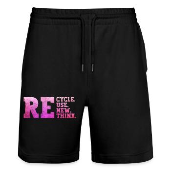Recycle Reuse Renew Rethink eco-friendly ecology recycle - Stanley/Stella Trainer Unisex Organic Jogging Shorts - black - Front - Nik (191cm) & Marisol (170cm)