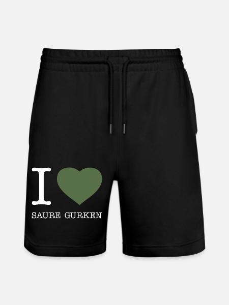I love Saure Gurken - Stanley/Stella Unisex Bio Joggingshorts Trainer - Schwarz
