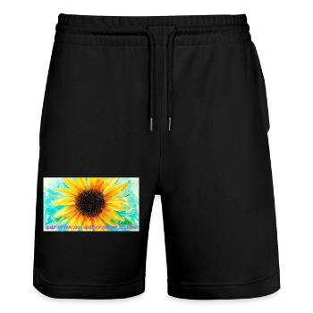 Sunflower Color Rush Art - Stanley/Stella Trainer Unisex Organic Jogging Shorts - black - Front - Nik (191cm) & Marisol (170cm)