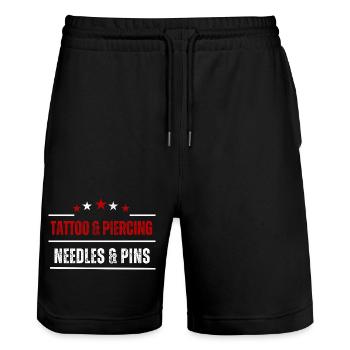 Needles & Pins Stars - Stanley/Stella Unisex Bio Joggingshorts Trainer  - Schwarz - Vorne - Nik (191cm) & Marisol (170cm)