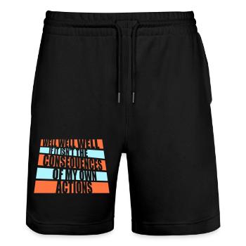 Well Well If Consequences My Own Actions Sarkasmus - Stanley/Stella Unisex Bio Joggingshorts Trainer  - Schwarz - Vorne - Nik (191cm) & Marisol (170cm)