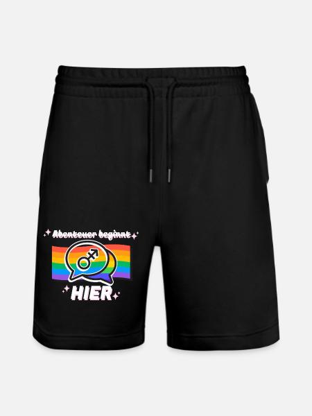 Adventure Starts Here Pride Symbol - Stanley/Stella Trainer Unisex Organic Jogging Shorts - black