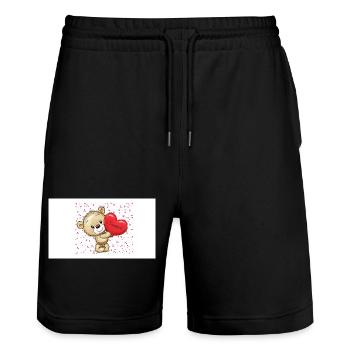 Ours en peluche avec le cœur - Short de jogging bio TRAINER Stanley/Stella unisexe - noir - Devant - Nik (191cm) & Marisol (170cm)