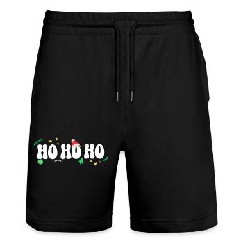 Ho Ho Ho - Christmas - Christmas Decorations - Stanley/Stella Trainer Unisex Organic Jogging Shorts - black - Front - Nik (191cm) & Marisol (170cm)