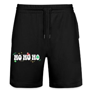 Ho ho ho - Noël - Père Noël - Short de jogging bio TRAINER Stanley/Stella unisexe - noir - Devant - Nik (191cm) & Marisol (170cm)