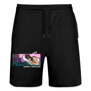 Moi lit oreiller rêve illustration - Short de jogging bio TRAINER Stanley/Stella unisexe - noir - Devant - Nik (191cm) & Marisol (170cm)