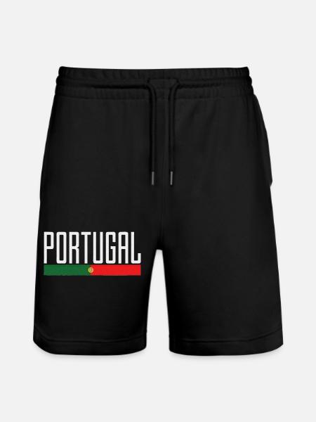 Portugal Flag Typography - Stanley/Stella Trainer Unisex Organic Jogging Shorts - black