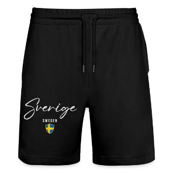 Fier Suédois, fabriqué en Suède - Short de jogging bio TRAINER Stanley/Stella unisexe - noir - Devant - Nik (191cm) & Marisol (170cm)