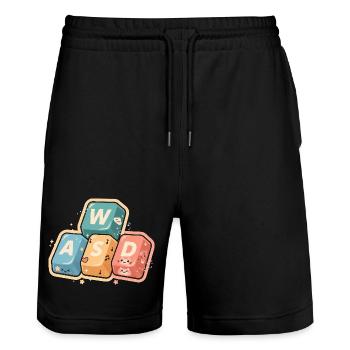 Kawaii WASD Gaming Gamer Cute Cute Gift - Stanley/Stella Trainer Unisex Organic Jogging Shorts - black - Front - Nik (191cm) & Marisol (170cm)