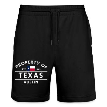 Texas Austin Est 1845 Vintage - Short de jogging bio TRAINER Stanley/Stella unisexe - noir - Devant - Nik (191cm) & Marisol (170cm)