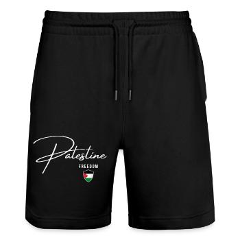 Drapeau palestinien, je suis avec la Palestine - Short de jogging bio TRAINER Stanley/Stella unisexe - noir - Devant - Nik (191cm) & Marisol (170cm)