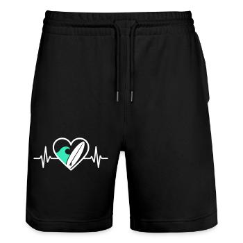 Surf Heart Surf Wave Ocean Sommer - Stanley/Stella Unisex Bio Joggingshorts Trainer  - Schwarz - Vorne - Nik (191cm) & Marisol (170cm)
