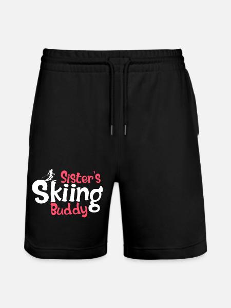 Funny Ski Lovers Graphic for Sisters - Stanley/Stella Trainer Unisex Organic Jogging Shorts - black