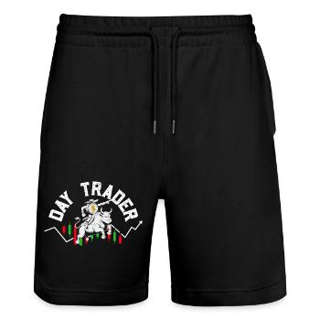 Aktien Börse Crypto Aktienmarkt Trader Investor - Stanley/Stella Unisex Bio Joggingshorts Trainer  - Schwarz - Vorne - Nik (191cm) & Marisol (170cm)