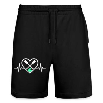 Canoe Kayak Heart Paddles Wave Sport Nature - Stanley/Stella Trainer Unisex Organic Jogging Shorts - black - Front - Nik (191cm) & Marisol (170cm)