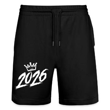 2026 Krone - Stanley/Stella Trainer Unisex Organic Jogging Shorts - black - Front - Nik (191cm) & Marisol (170cm)