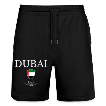 Souvenir Dubaï, j’adore Dubaï - Short de jogging bio TRAINER Stanley/Stella unisexe - noir - Devant - Nik (191cm) & Marisol (170cm)