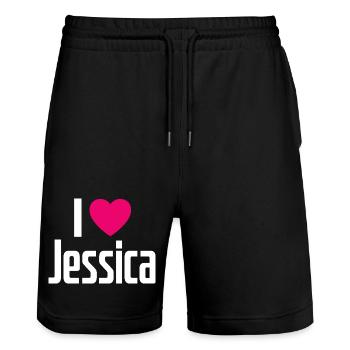 I Love Jessica Pinkes Herz Ich liebe Jessica - Stanley/Stella Unisex Bio Joggingshorts Trainer  - Schwarz - Vorne - Nik (191cm) & Marisol (170cm)