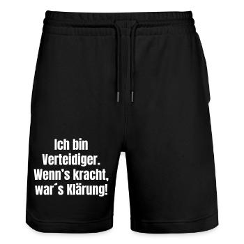 I'm Defense Attorney Clearing with Noise - Stanley/Stella Trainer Unisex Organic Jogging Shorts - black - Front - Nik (191cm) & Marisol (170cm)