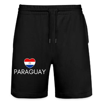 Herz mit Paraguay-Flagge, ich liebe Paraguay - Stanley/Stella Unisex Bio Joggingshorts Trainer  - Schwarz - Vorne - Nik (191cm) & Marisol (170cm)