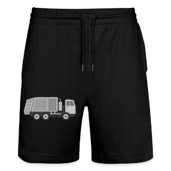 Müllwagen - Stanley/Stella Unisex Bio Joggingshorts Trainer  - Schwarz - Vorne - Nik (191cm) & Marisol (170cm)