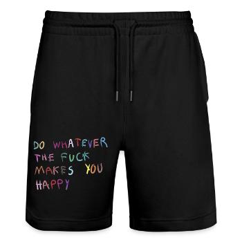 Do what makes you happy - Stanley/Stella Trainer Unisex Organic Jogging Shorts - black - Front - Nik (191cm) & Marisol (170cm)