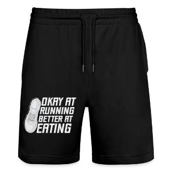 Marathon Runner Okay At Running Gift - Short de jogging bio TRAINER Stanley/Stella unisexe - noir - Devant - Nik (191cm) & Marisol (170cm)