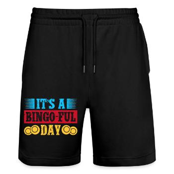 Bingo Game It ́s Bingo-Ful Day Bingo - Stanley/Stella Trainer Unisex Organic Jogging Shorts - black - Front - Nik (191cm) & Marisol (170cm)