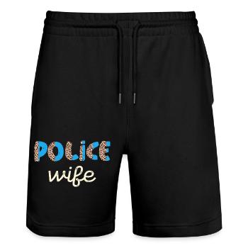 Police Femme Imprimé Léopard - Short de jogging bio TRAINER Stanley/Stella unisexe - noir - Devant - Nik (191cm) & Marisol (170cm)