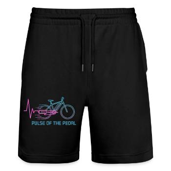 Neon Pulse Fahrradgrafik - Stanley/Stella Unisex Bio Joggingshorts Trainer  - Schwarz - Vorne - Nik (191cm) & Marisol (170cm)