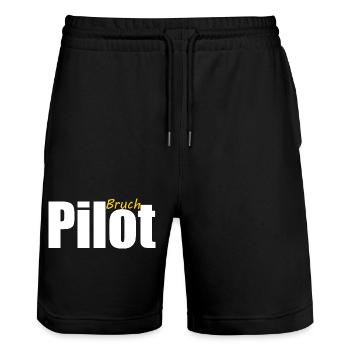 Pilot Bruchpilot Ironie Draufgänger Segelfliegen  - Stanley/Stella Unisex Bio Joggingshorts Trainer  - Schwarz - Vorne - Nik (191cm) & Marisol (170cm)